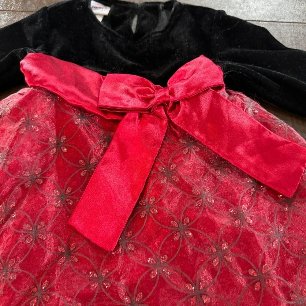 Blueberi Boulevard Black and Red Velvet Dress with Bow Christmas Sz 18 M